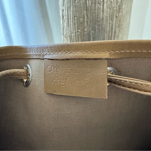 70’Vintage Charles Jourdan Leather Khaki Olive Tan Bag - Picture 7 of 16